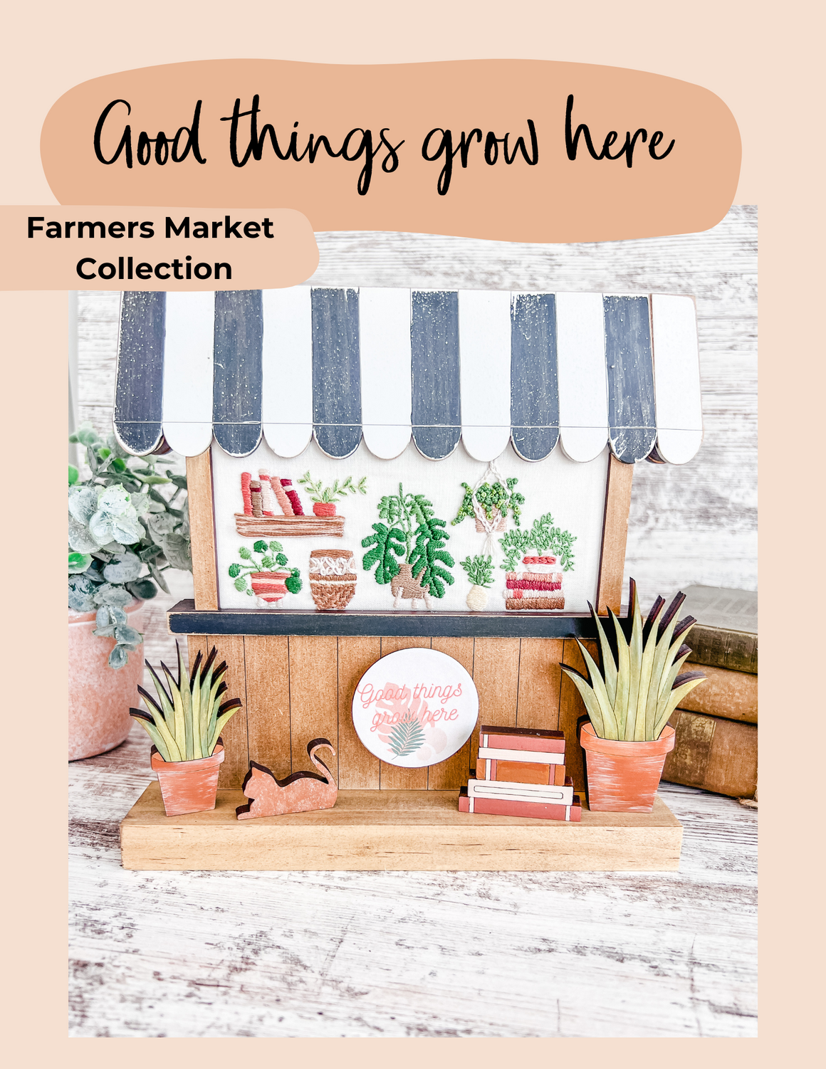 Seasonal Stamped Fabric | Good Things Grow Here | Farm Market Collection
