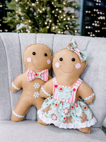 Gingerbread Boy & Girl Pillows Pattern PDF - The little Green Bean