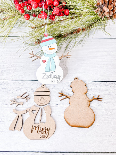 Snowman In Pail Ornament w Saying Snowman Kit - Digs N Gifts
