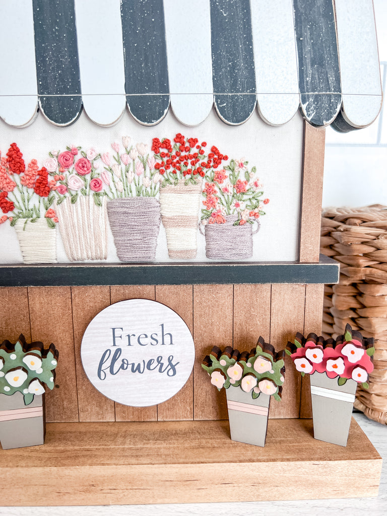 Farmers market Stand | April Flowers | Embroidery Pattern Digital Download