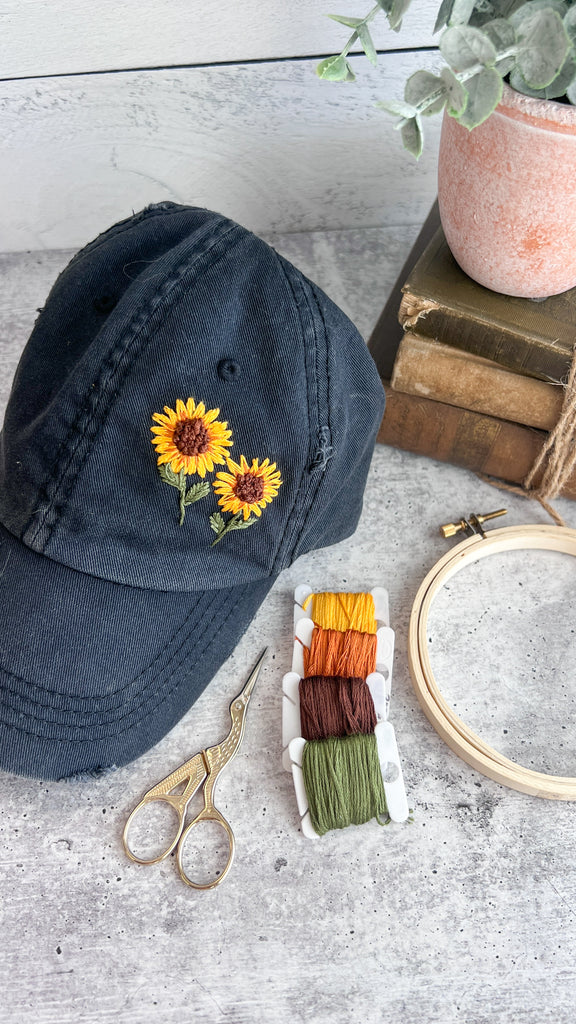 Embroidered Hat Pattern Sunflowers| PDF Pattern Digital Download