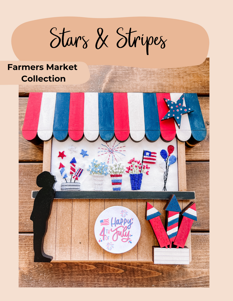 Seasonal Stamped Fabric | Stars & Stripes | Farm Market Collection