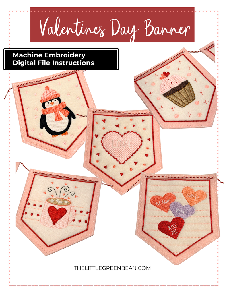 Valentines Day Banner- Machine Embroidery Digital File - The little ...