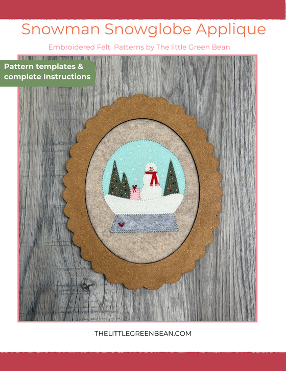 Snow globe felt applique | Snowman