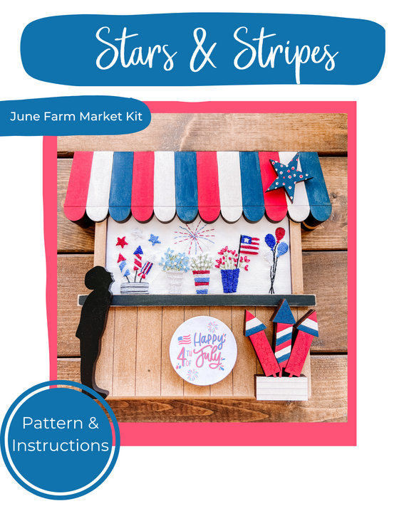 Farmers market Stand | Stars & Stripes | Embroidery Pattern Digital Download