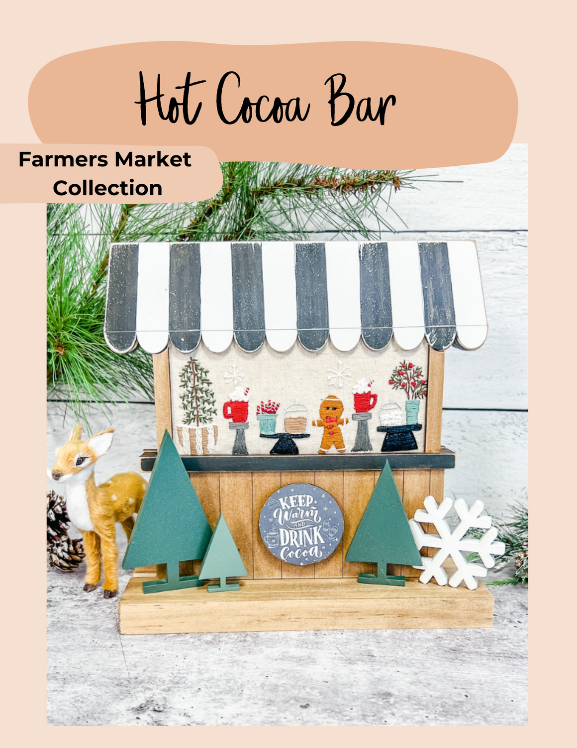 Seasonal Stamped Fabric | Hot Cocoa Bar | Farm Market Collection