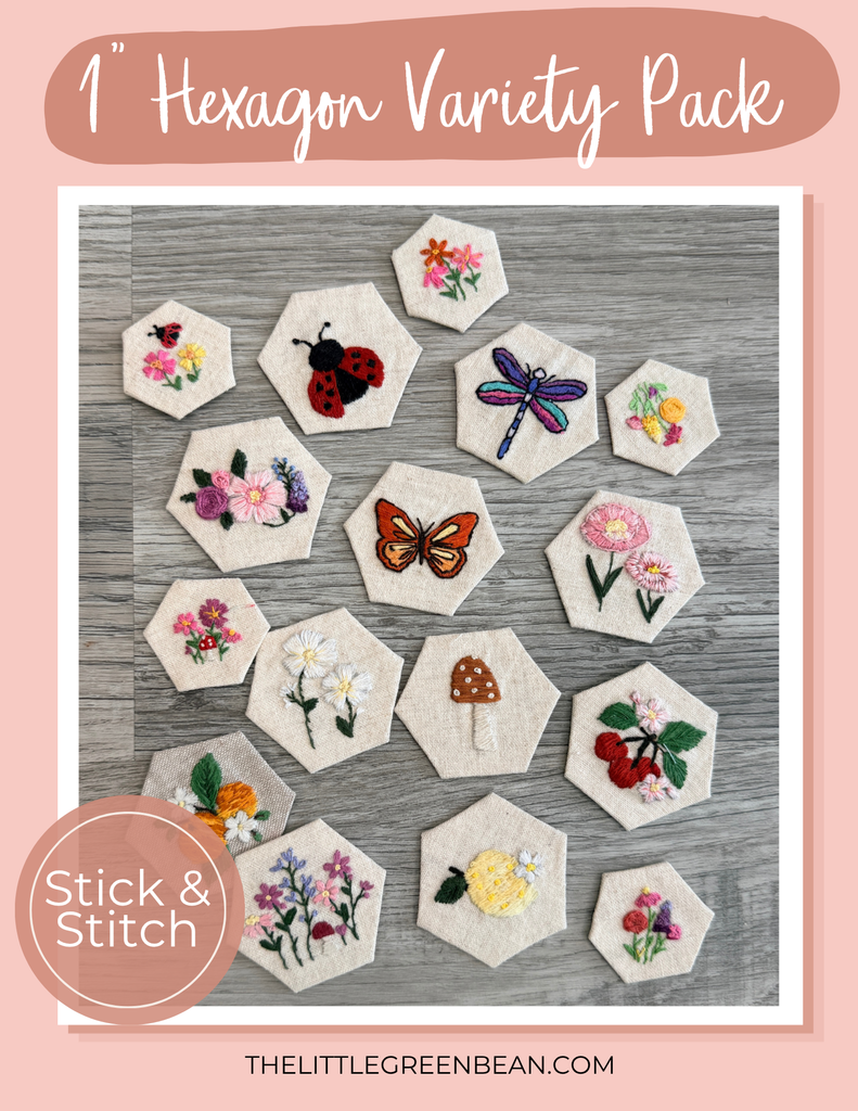 Stick & Stitch |1 " Hexagon Variety pack| Pack of 20 designs
