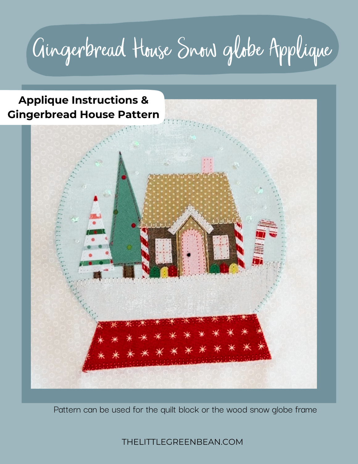 Snow globe applique | Gingerbread House Block