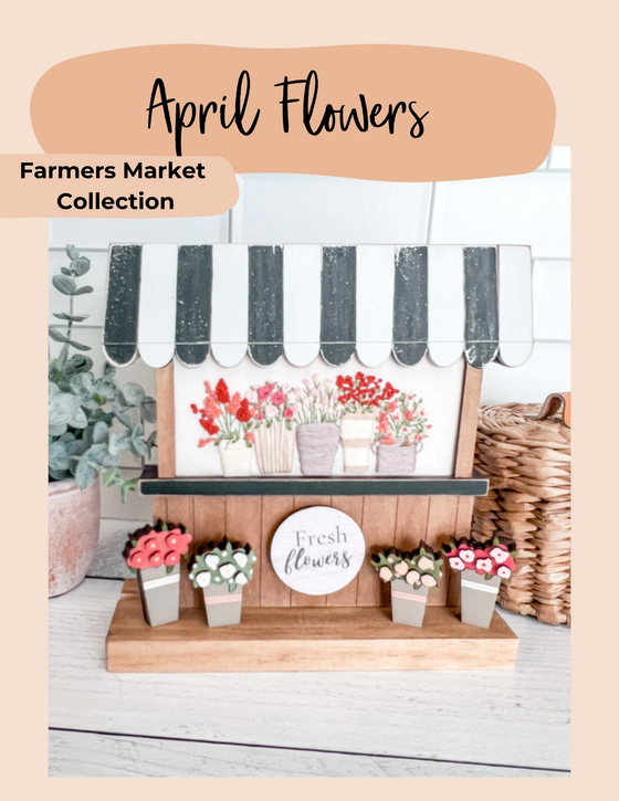 Seasonal Stamped Fabric | April Flowers | Farm Market Collection