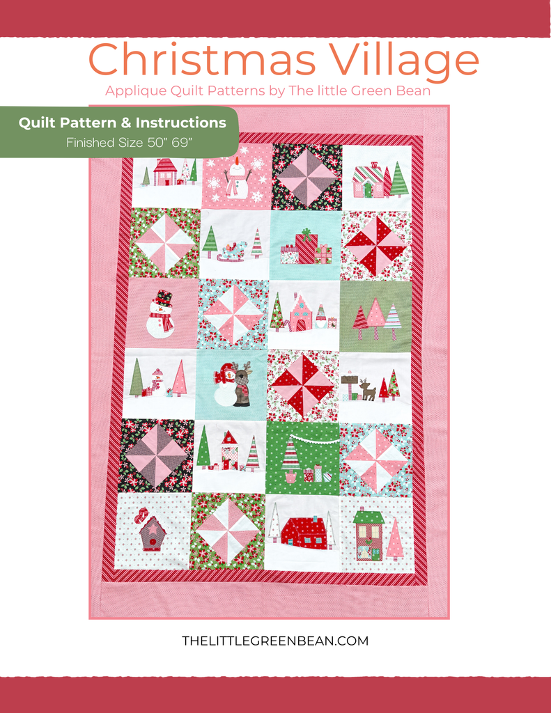 Christmas Village an applique quilt with 16 templates | Digital Pattern