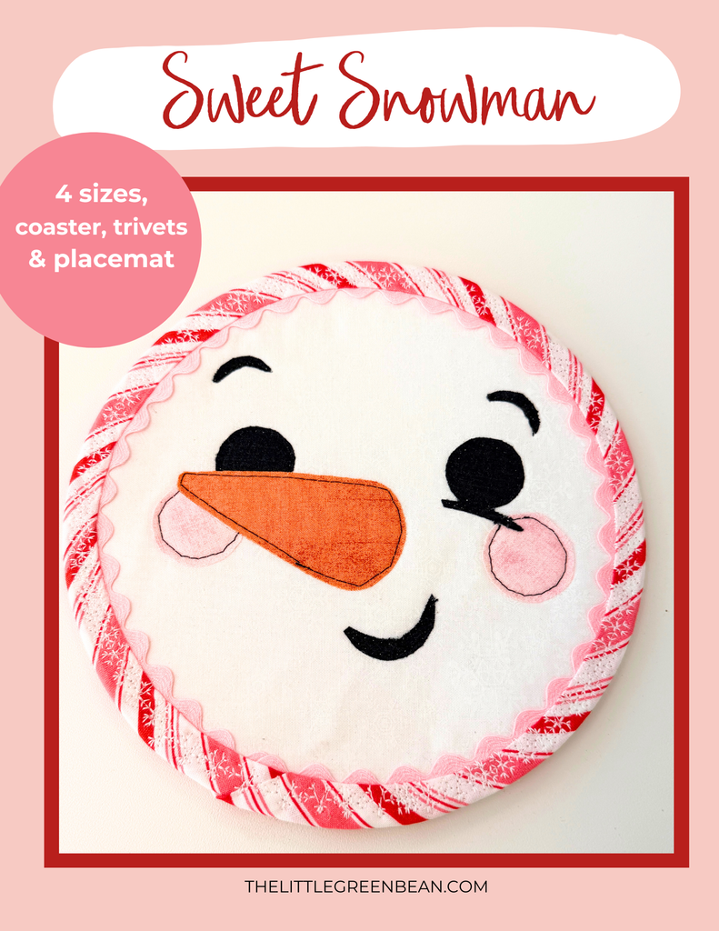 Sweet Snowman Coaster, Trivets or Placemat- 4 sizes | Digital Download