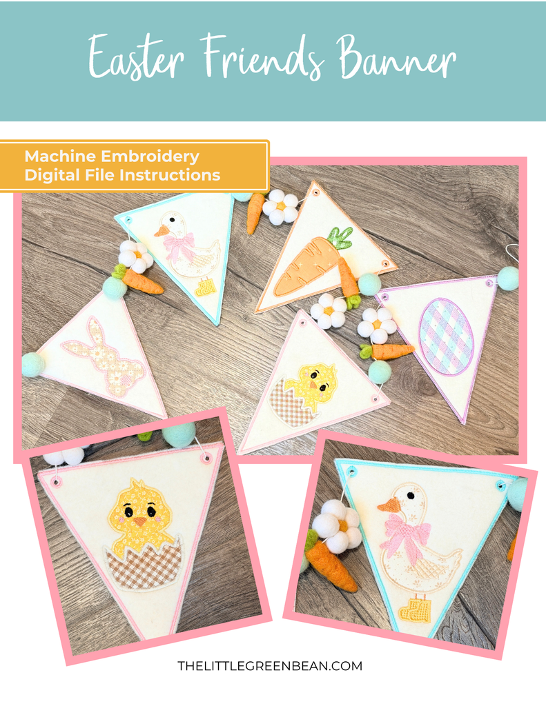 Easter Friends Banner- Machine Embroidery Digital File