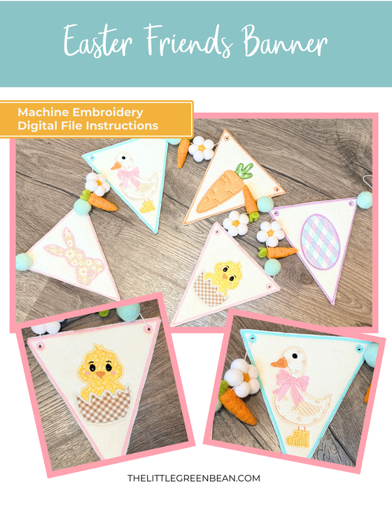 Easter Friends Banner- Machine Embroidery Digital File