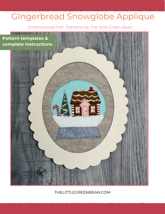 Snow globe felt applique |Gingerbread