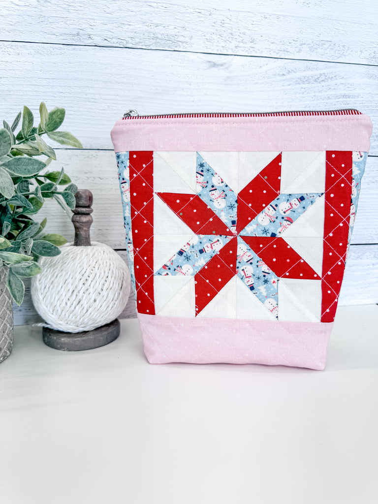 Lemon Star Quilted Zipper Pouch FPP Template & Instructions