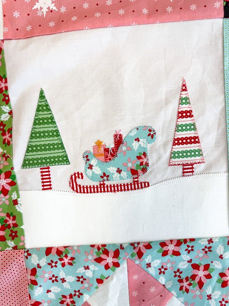 Christmas Village an applique quilt with 16 templates | Digital Pattern