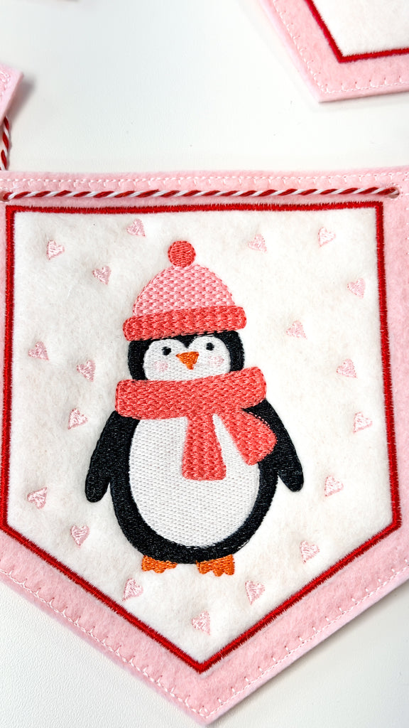 Valentines Day Banner- Machine Embroidery Digital File
