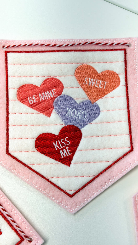 Valentines Day Banner- Machine Embroidery Digital File