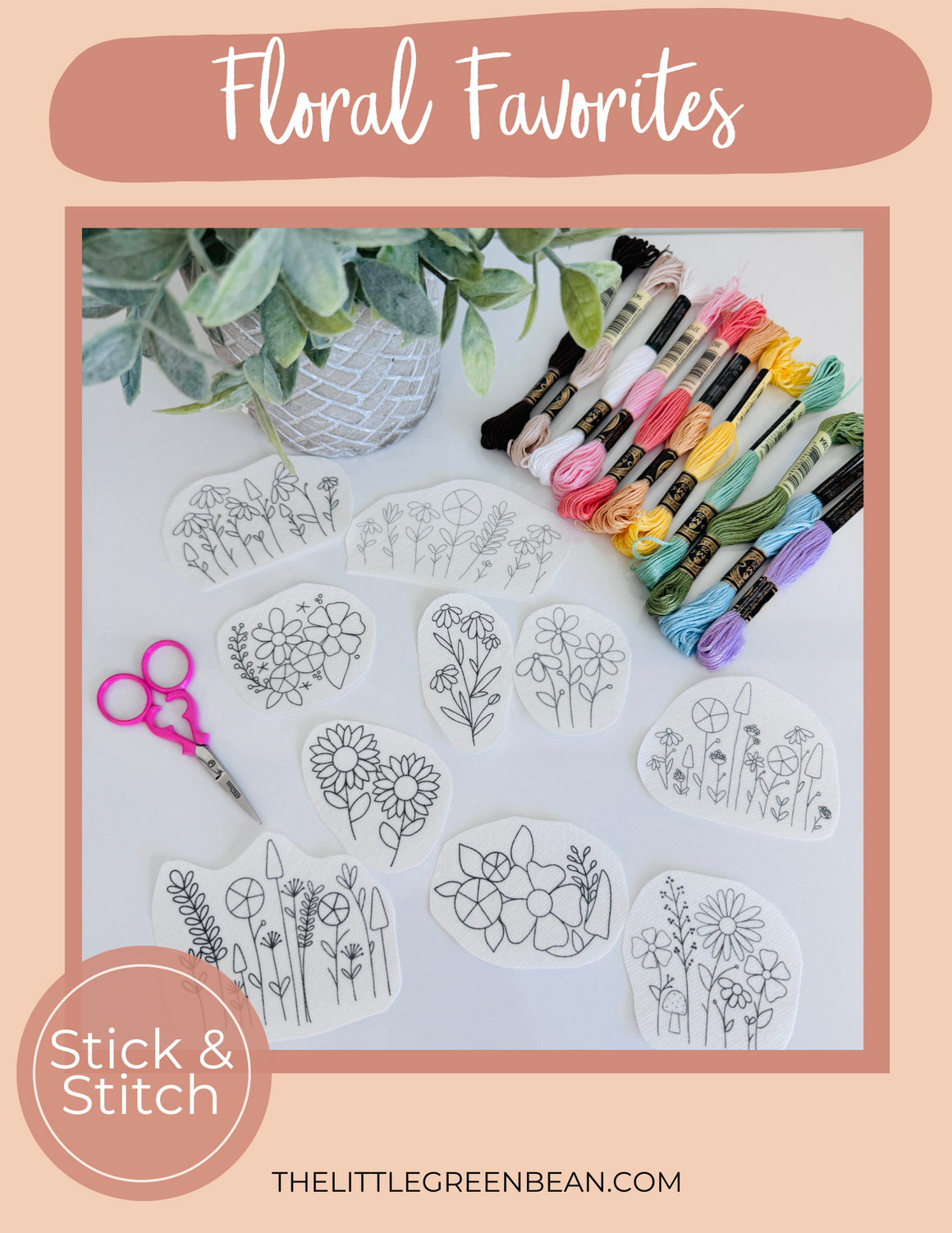 Stick & Stitch |Floral Favorites| Pack of 10 designs