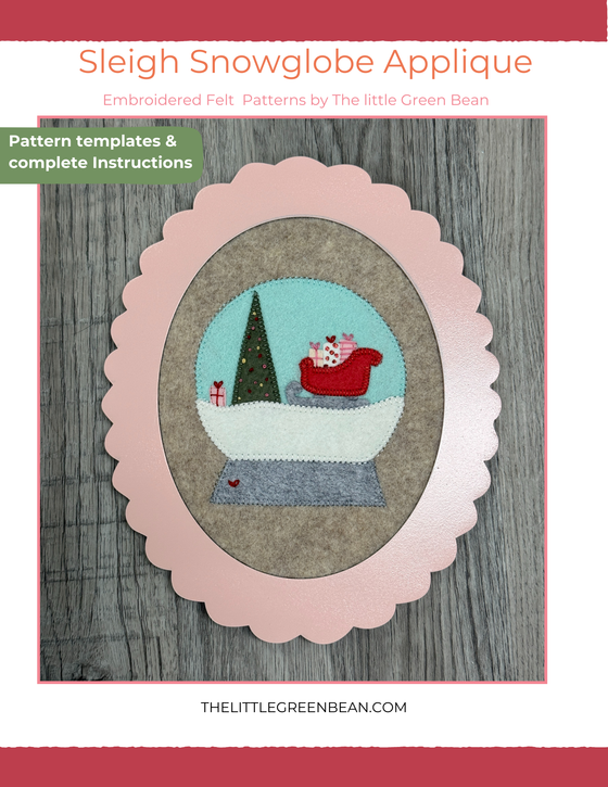 Snow globe felt applique | Sleigh