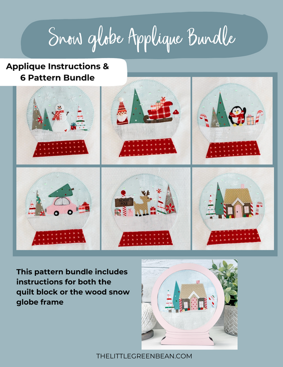 Snow globe applique bundle| All 6 templates & frame instructions