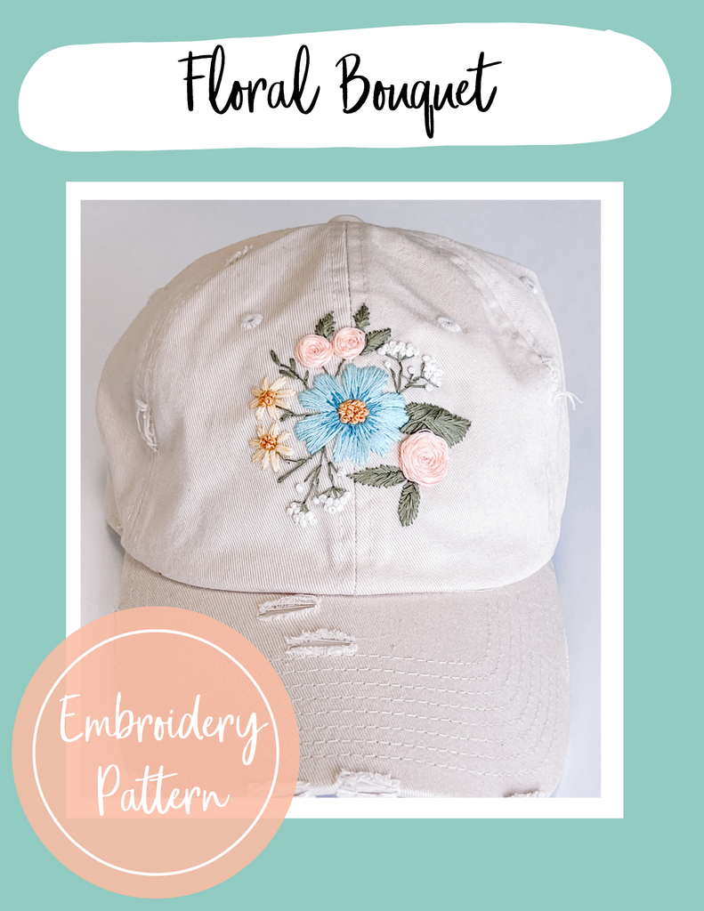 Embroidered Hat Pattern Flower Bouquet | PDF Pattern Digital Download
