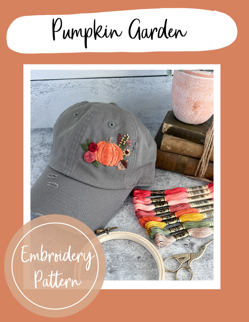 Embroidered Hat Pattern | Pumpkin Garden | PDF Pattern Digital Download
