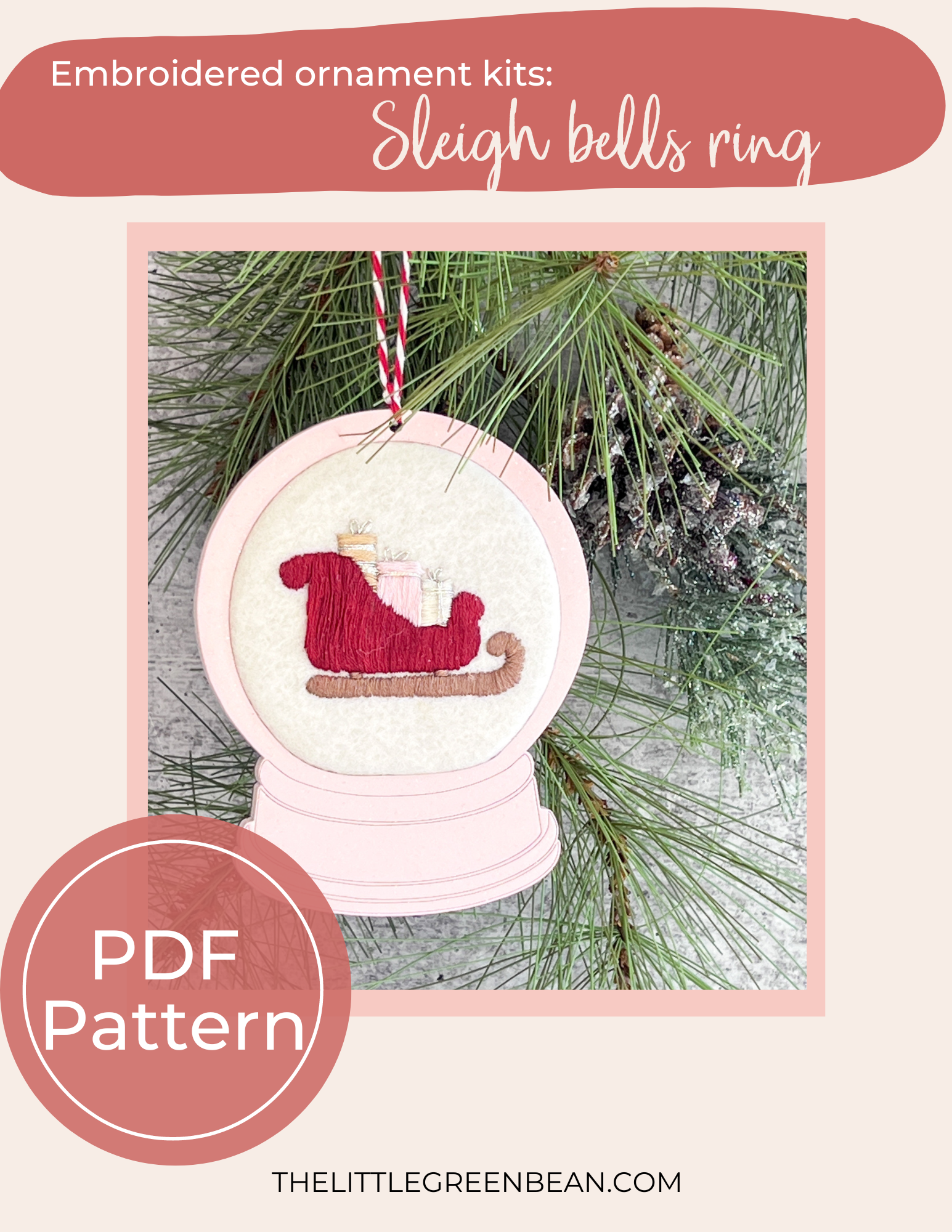 Christmas Ornament | Sleigh bells ring | Embroidery Pattern - The ...