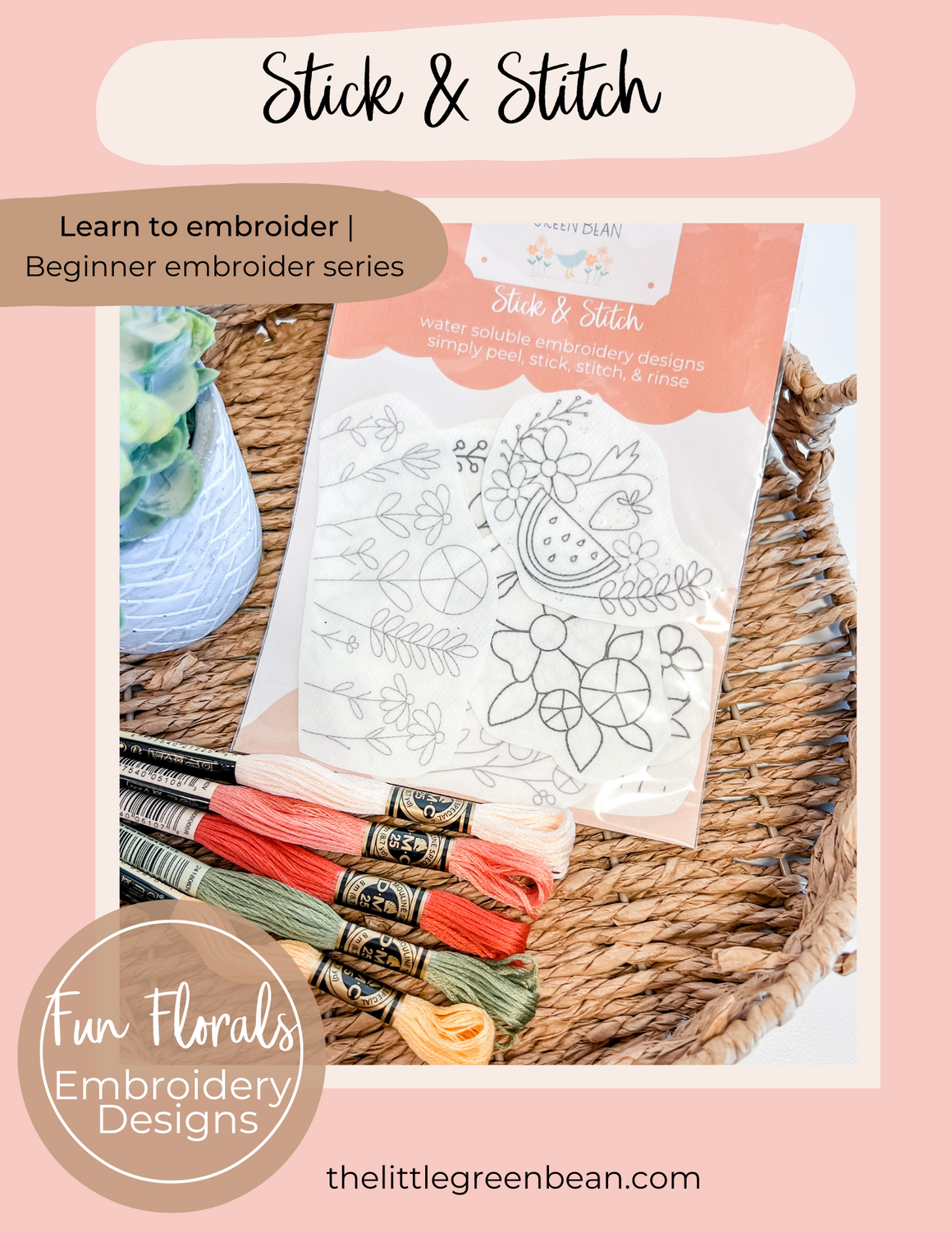 Floral Embroidery Stick and Stitch Pack • 12 Designs — TwigBerryStudio