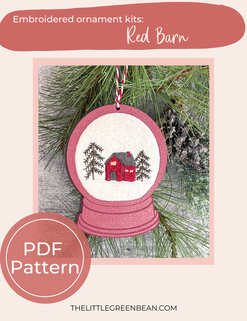 Christmas Ornament | Red Barn | Embroidery Pattern