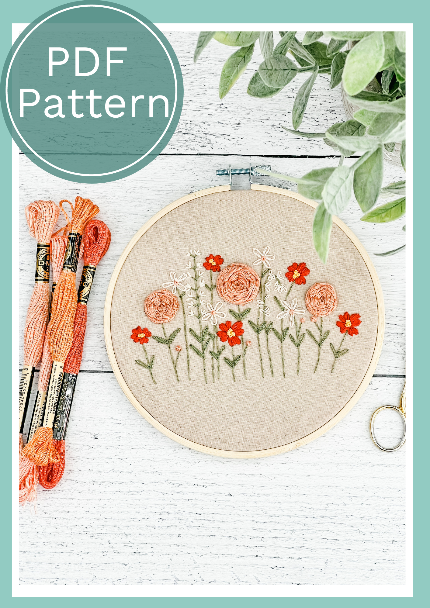 Embroidery PDF Pattern | Wildflowers | Digital Download - The little Green Bean embroidery-pdf-pattern-wildflowers-digital-download-the-little-green-bean