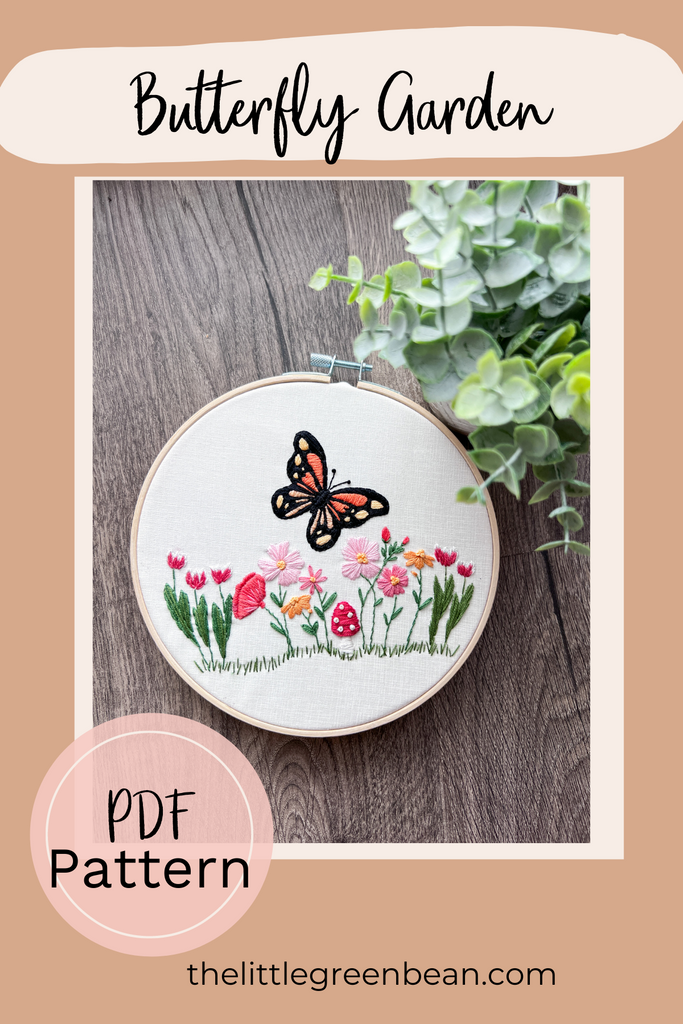 Embroidery PDF Pattern | Butterfly Garden | Digital Download
