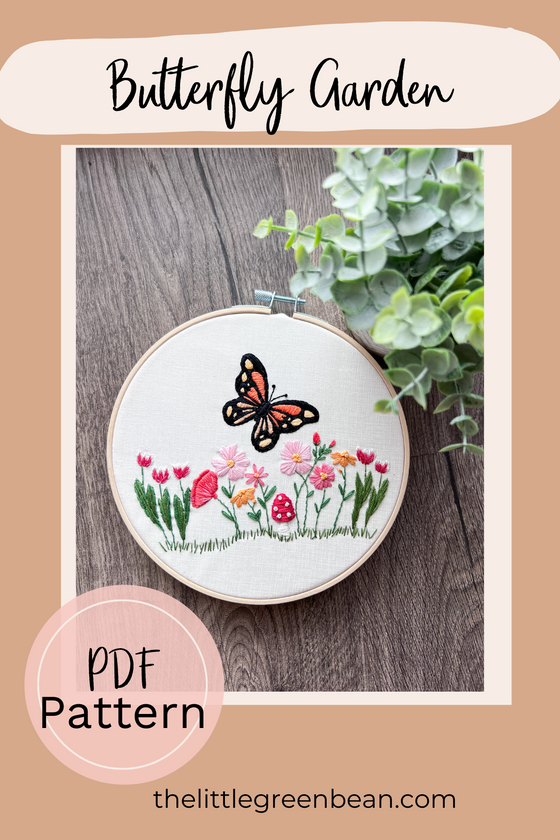 Embroidery PDF Pattern | Butterfly Garden | Digital Download