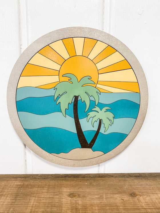 DIY Wall Art Kit | Sunshine w Palm Trees | Circle