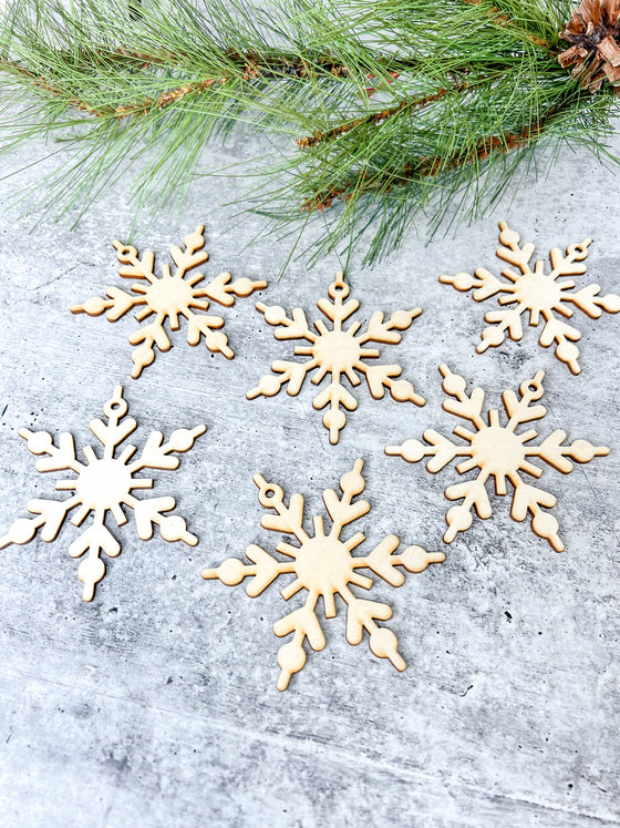 Christmas DIY Kit | Wood Snowflake Ornament Set of 6 | B