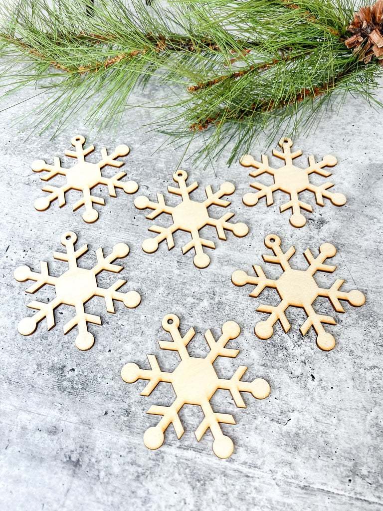 Christmas DIY Kit | Wood Snowflake Ornament Set of 6 | A