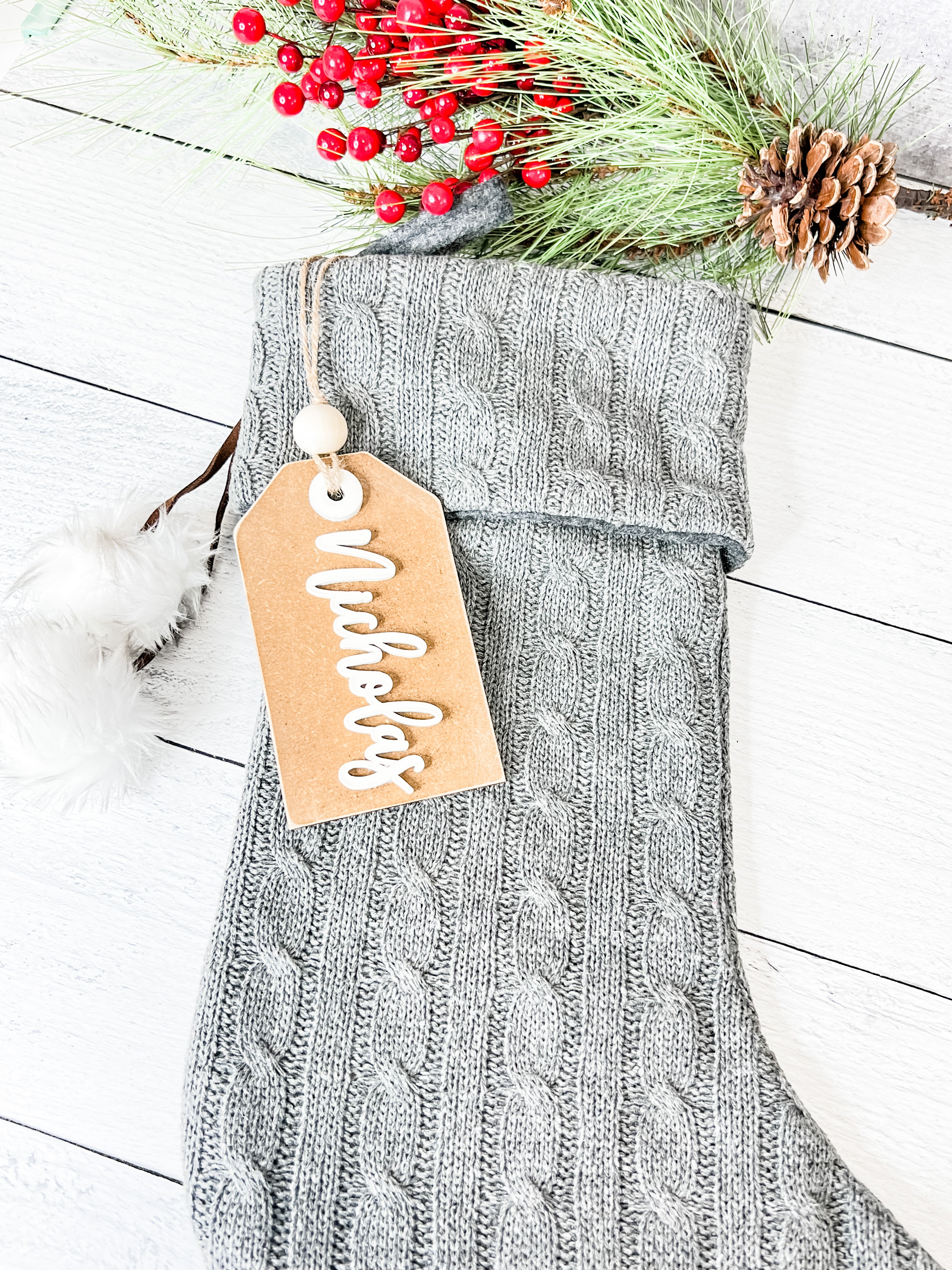Christmas Stocking Tags / Stocking Wooden Words / Stocking Names