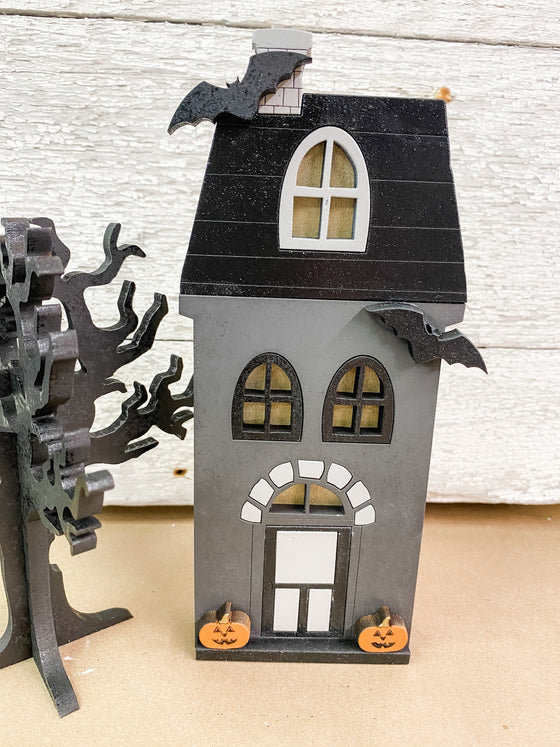 Halloween DIY Kits| House 1 w Tree-Unfinished