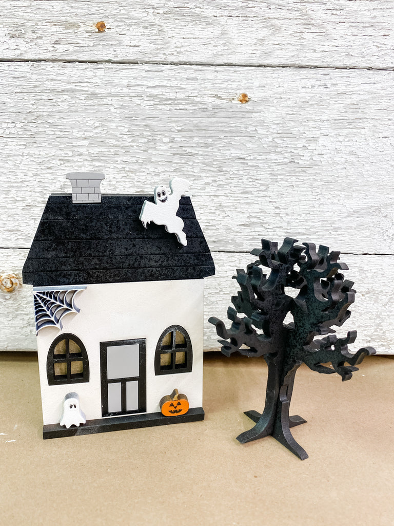 Halloween DIY Kits| House 2 w Tree-Unfinished