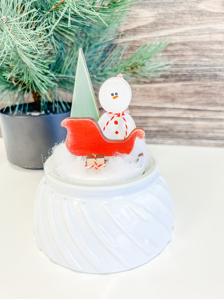 DIY Snow globe Kits | Snowman w Sleigh | Compatible wit Target Dollar Spot Snow globe
