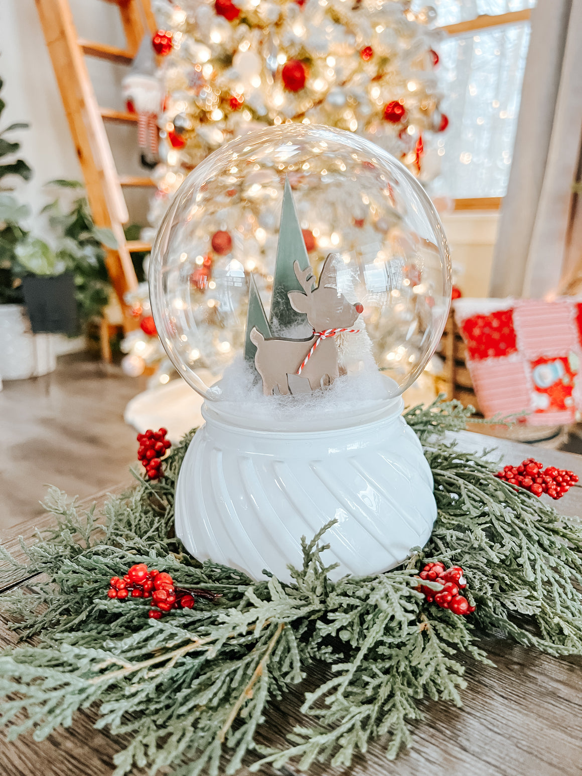 DIY Snow globe Kits | Reindeer w Trees | Compatible wit Target Dollar Spot snow globe