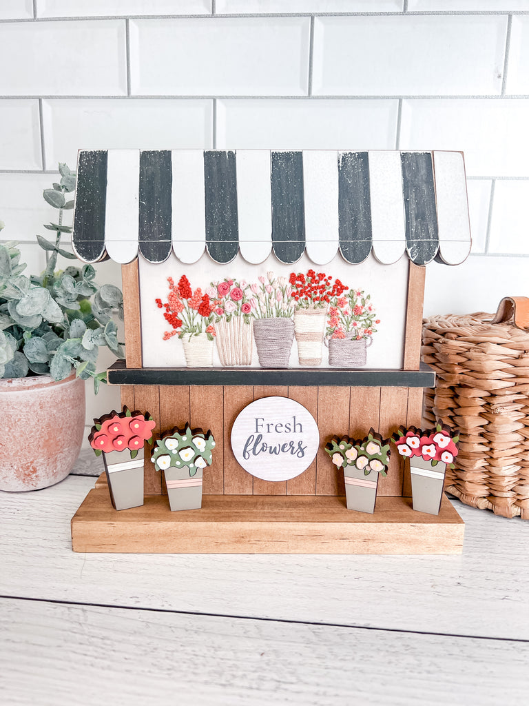 Farmers market Stand | April Flowers | Embroidery Pattern Digital Download