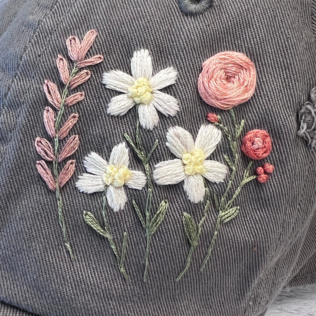 Embroidered Hat Pattern Daisy Floral | PDF Digital Download