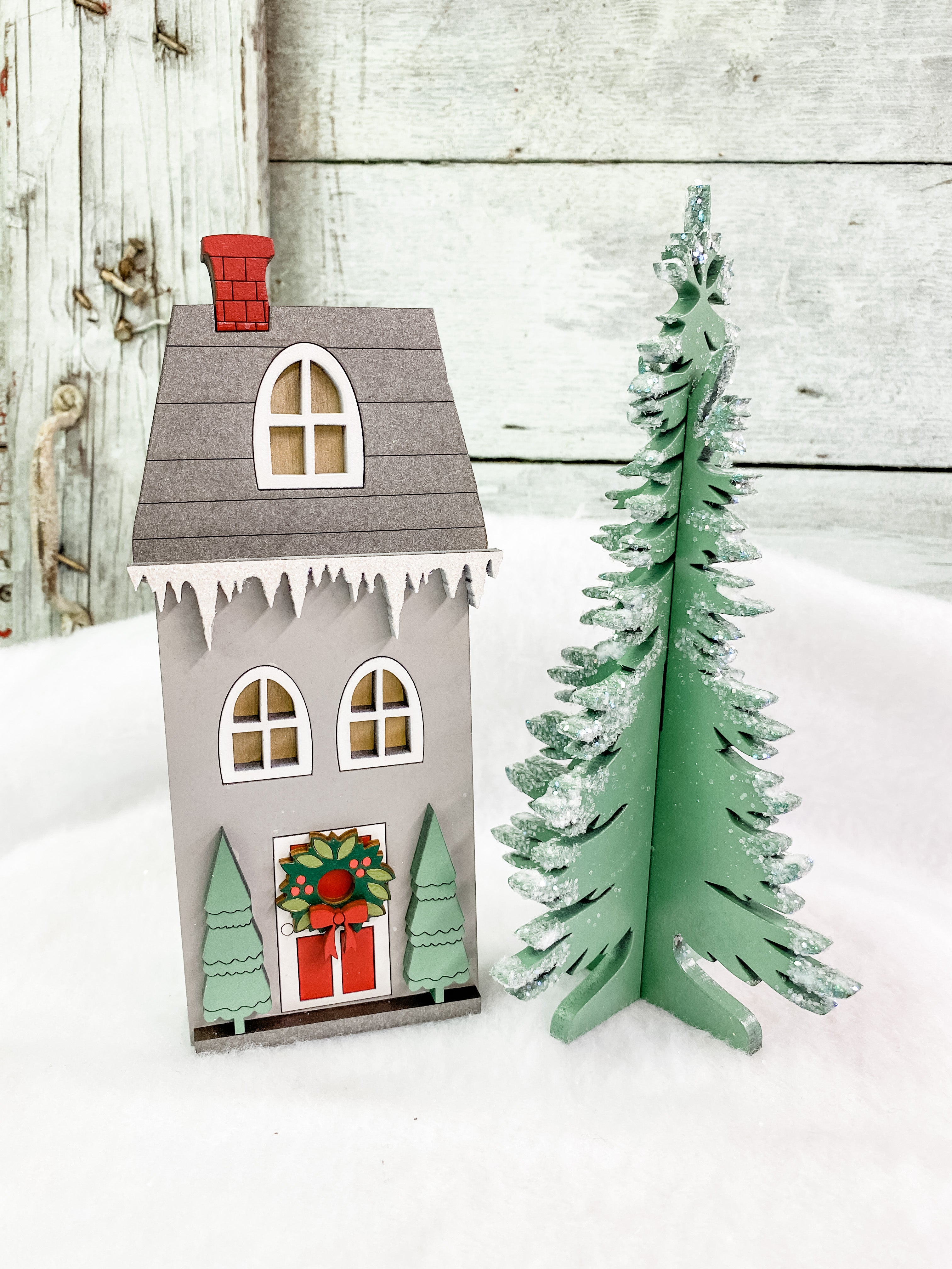 Christmas DIY Kits House 1 w Tree-Unfinished - The little Green Bean