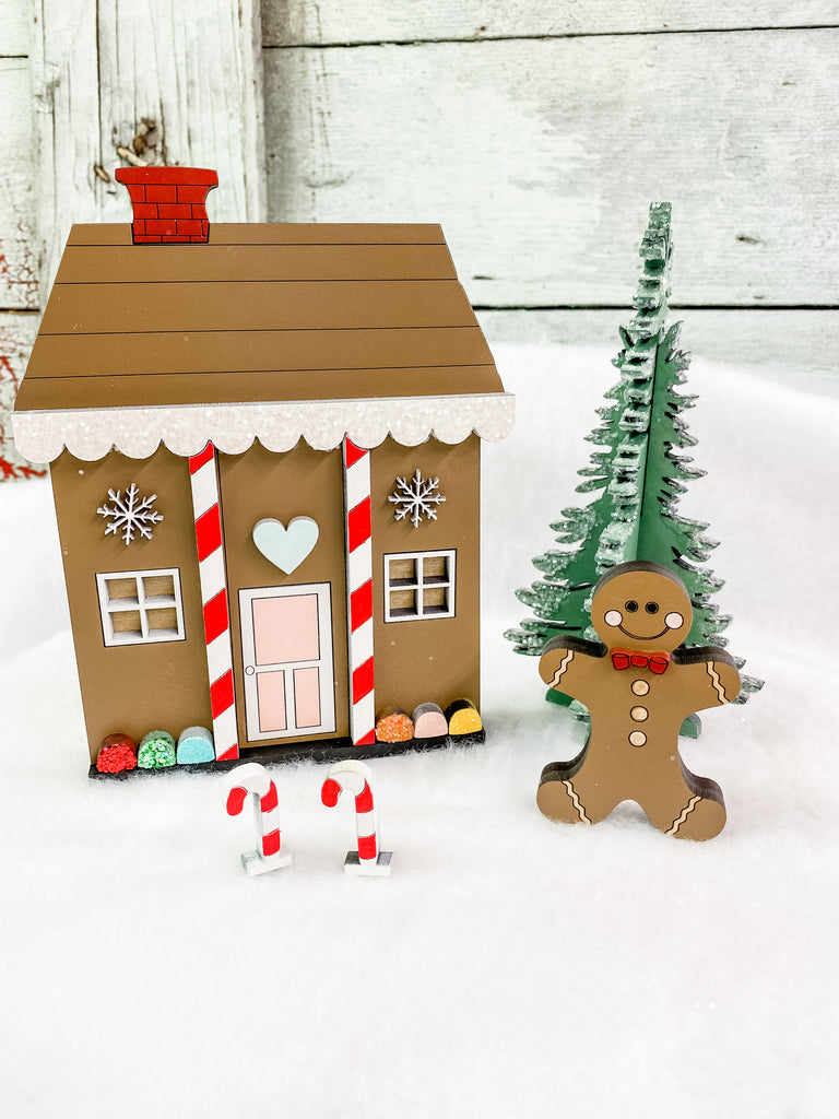Christmas DIY Kits| Gingerbread House w Tree-Unfinished