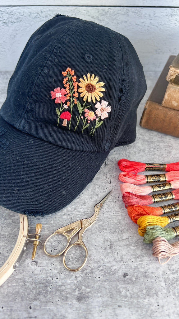 Embroidered Hat Pattern | Harvest Flowers | PDF Pattern Digital Download