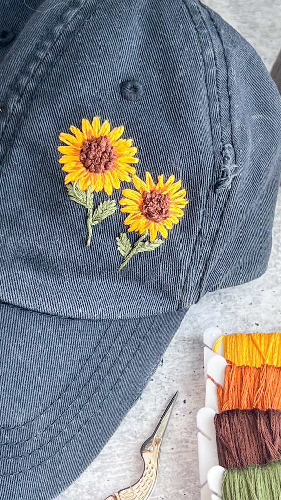Embroidered Hat Pattern Sunflowers| PDF Pattern Digital Download