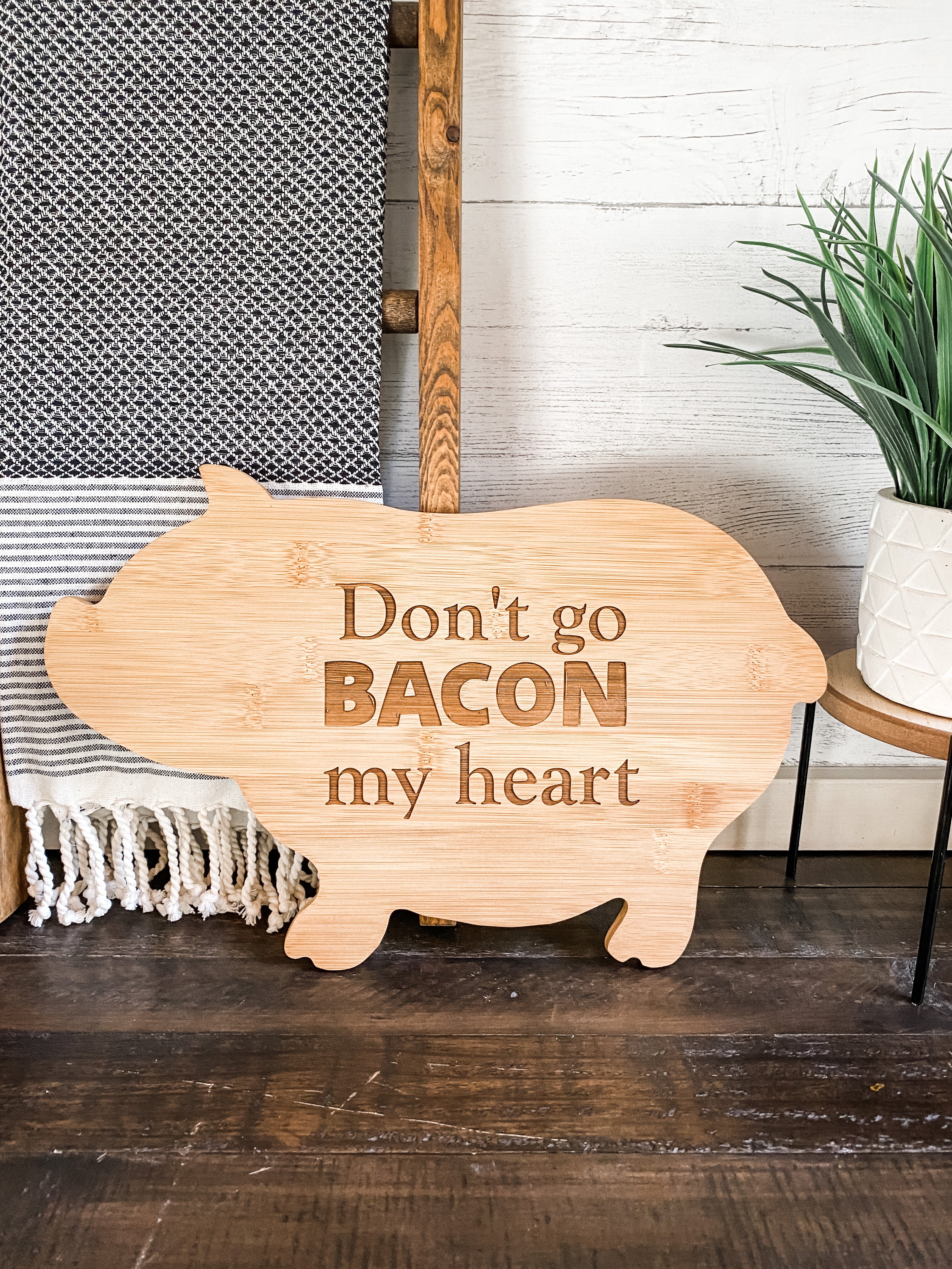 Bamboo Wood Cutting Board Wall Art Heart Personalized Words