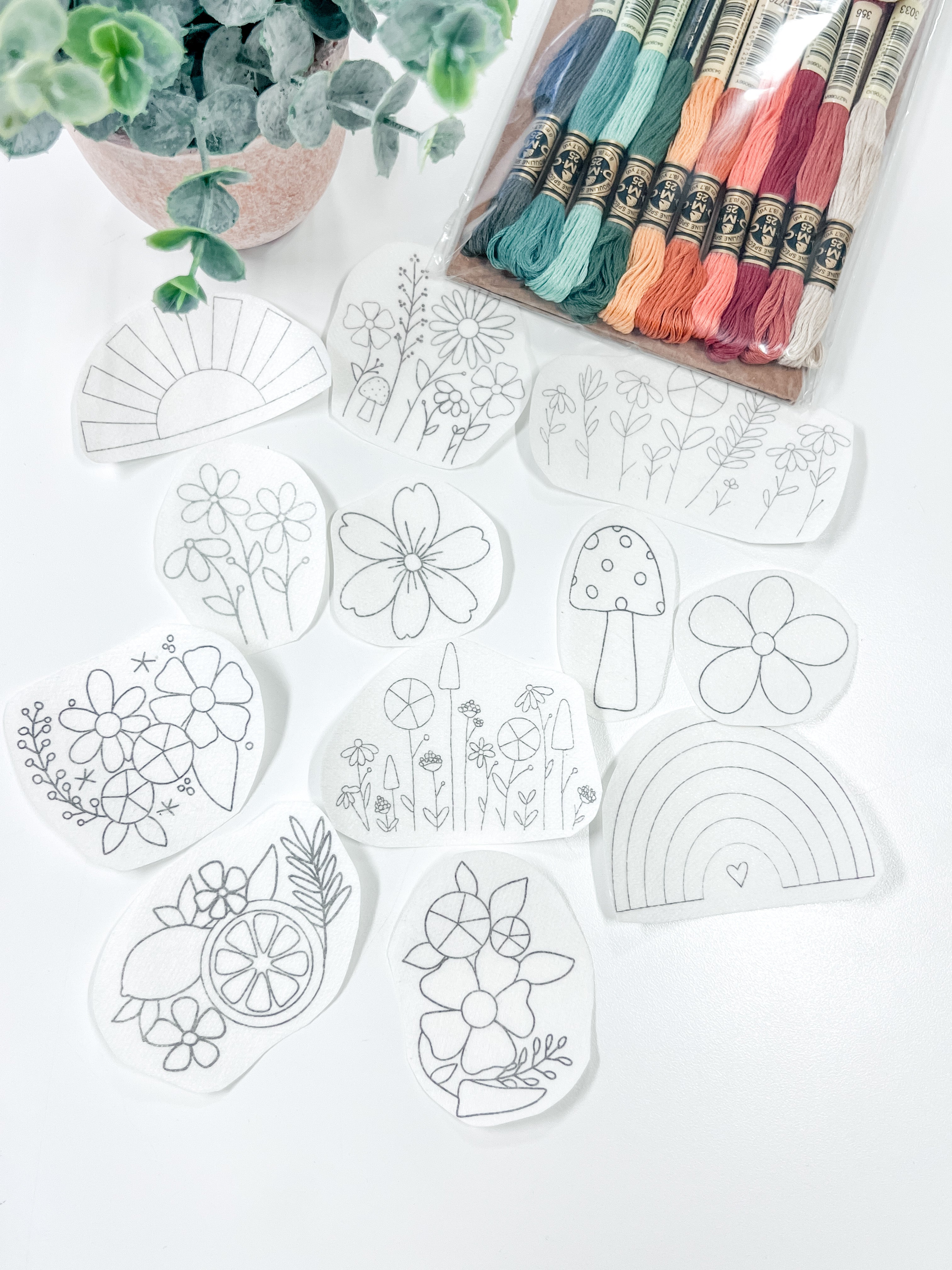 Stick & Stitch | Botanical Flowers| Pack of 15 designs