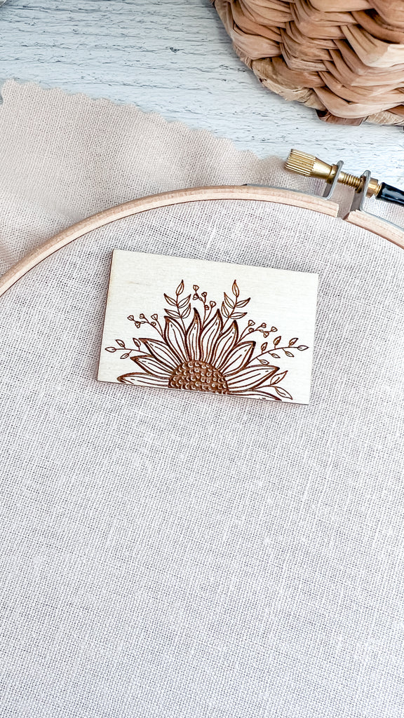 Small Needle Minders | Engraved Sunflower
